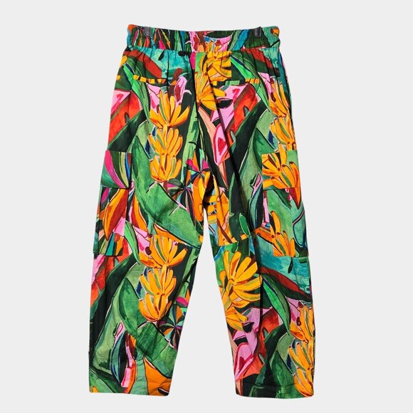 Farm Rio Banana Foliage Cargo Pants S Bold Colorful Tropical Resortwear NWT - Picture 6 of 12